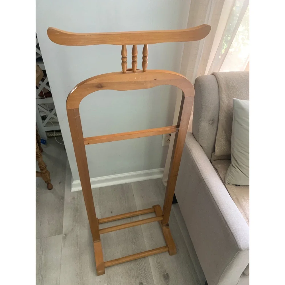 Vintage Wooden Suit Valet Stand Trouser Rack Accessory Tray Mid‎ Century Style